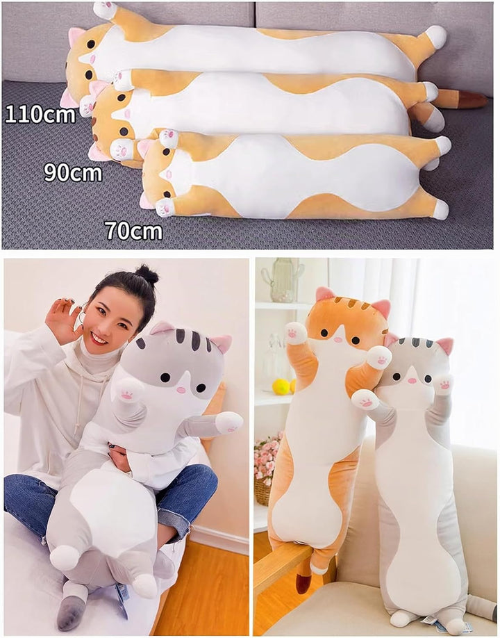 Bobomon Katze Kuscheltier stofftier Katze langes Kissen riesen XXL Kawaii gross plüschtier plüschkat