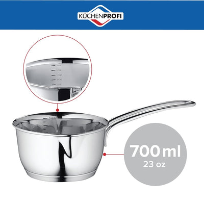 Küchenprofi Stielkasserolle 14,5cm, 700 ml | rostfreier Edelstahl | Butterpfännchen Induktion | Milc