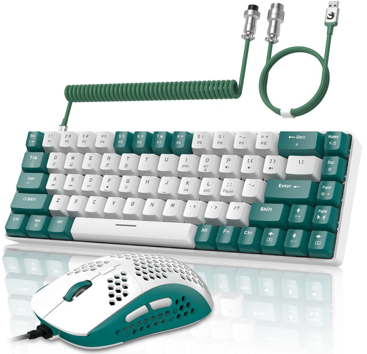 YINDIAO T8 60% RGB Gaming Tastatur und Maus Set + Gewendeltes USB-C Kabel,Kabelgebundene Mechanische