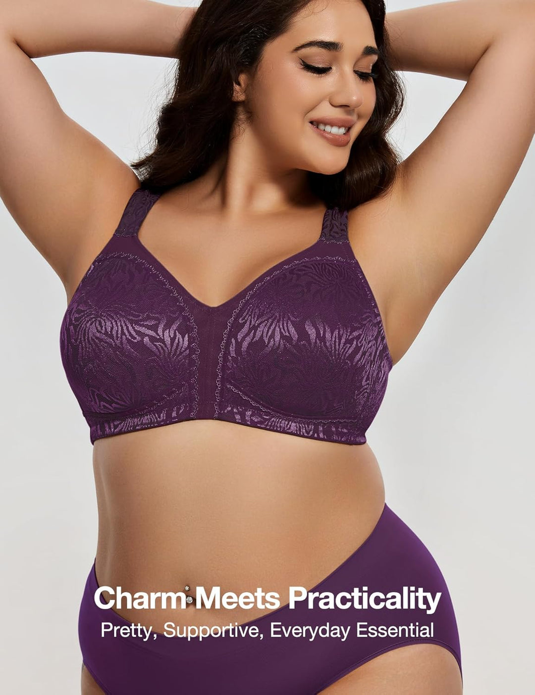 Deyllo Damen Vollschalen Minimizer BH Nicht Bügel Grosse Grössen BH Klassischer Lila 80F, Lila 80F