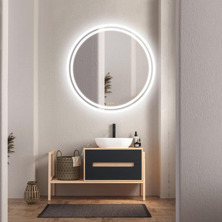 AI-LIGHTING Led Badezimmerspiegel mit Beleuchtung 50cm Badspiegel Rund Beleuchtet Antibeschlag Wands