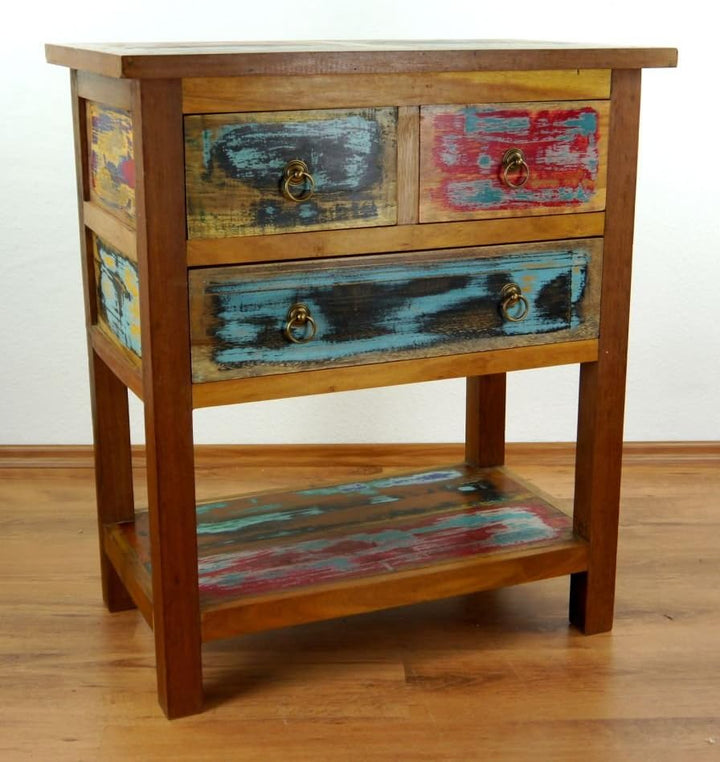livasia Teakholz Kommode aus Java | Sideboard | Recyceltes buntes Bootsholz | Asiatisches Highboard