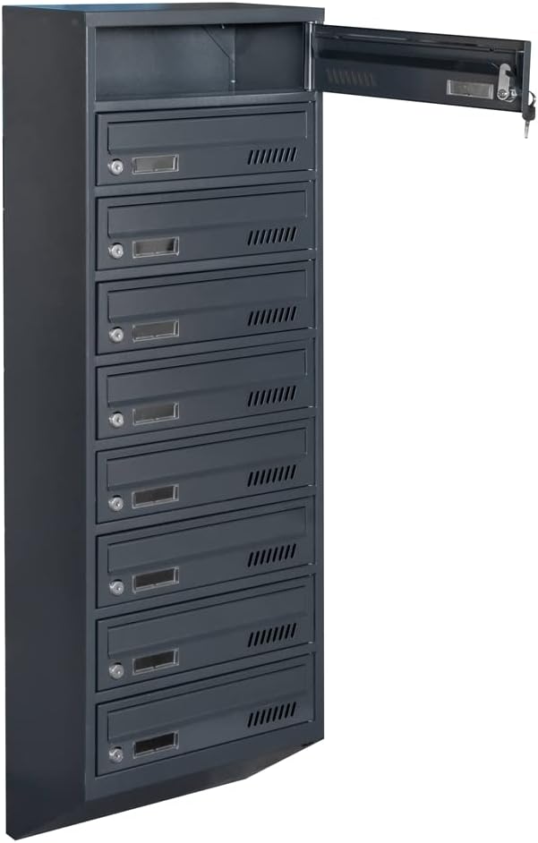 9er Briefkastenanlage GDS Anthrazit RAL 7016 20cm tief Briefkastensysteme 9 Kassettenpostali, 9 Kass