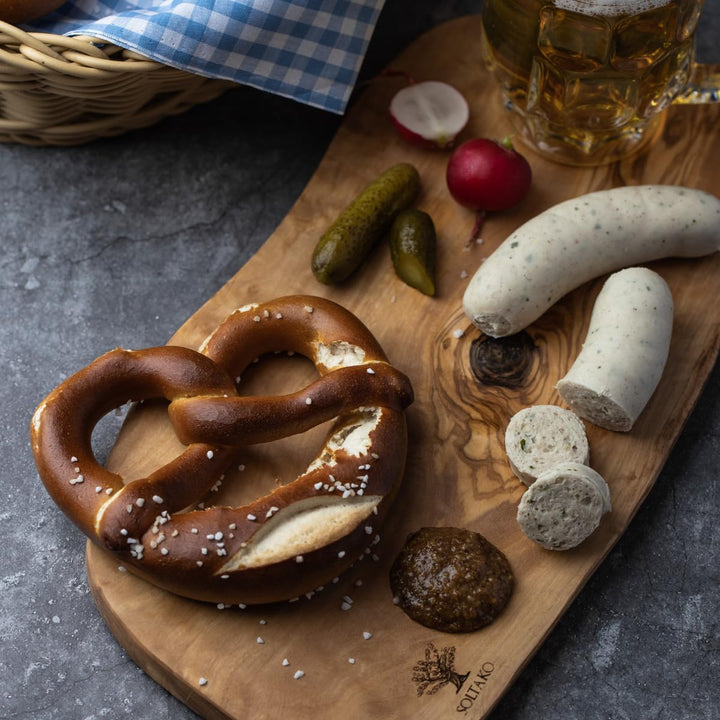 SOLTAKO Brett aus Olivenholz, Olivenholzbrett Schneidebrett, Holzbrett, Frühstücksbrett, Steakbrett,