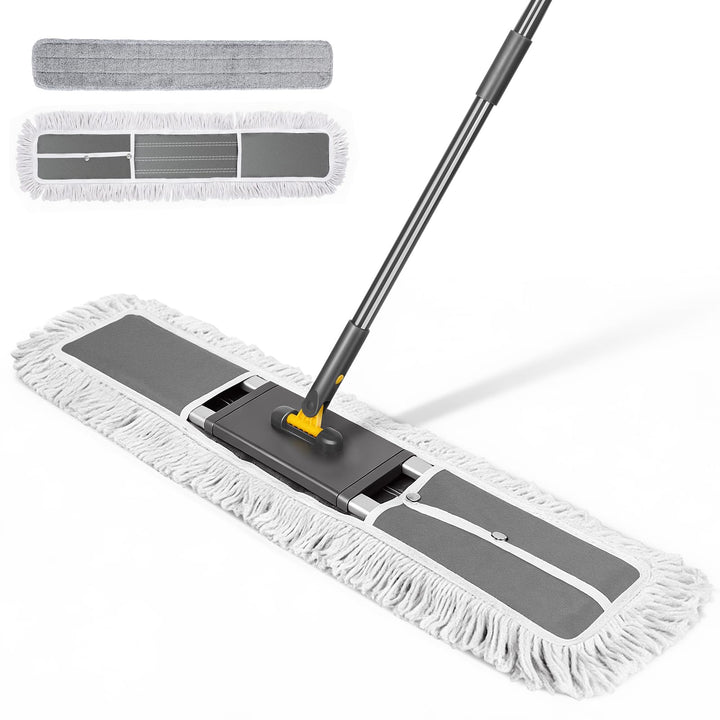 Bodenwischer, 90cm Breit Wischmopp, Professionelle Bodenwischer Set mit Mikrofaser Pads und Baumwoll