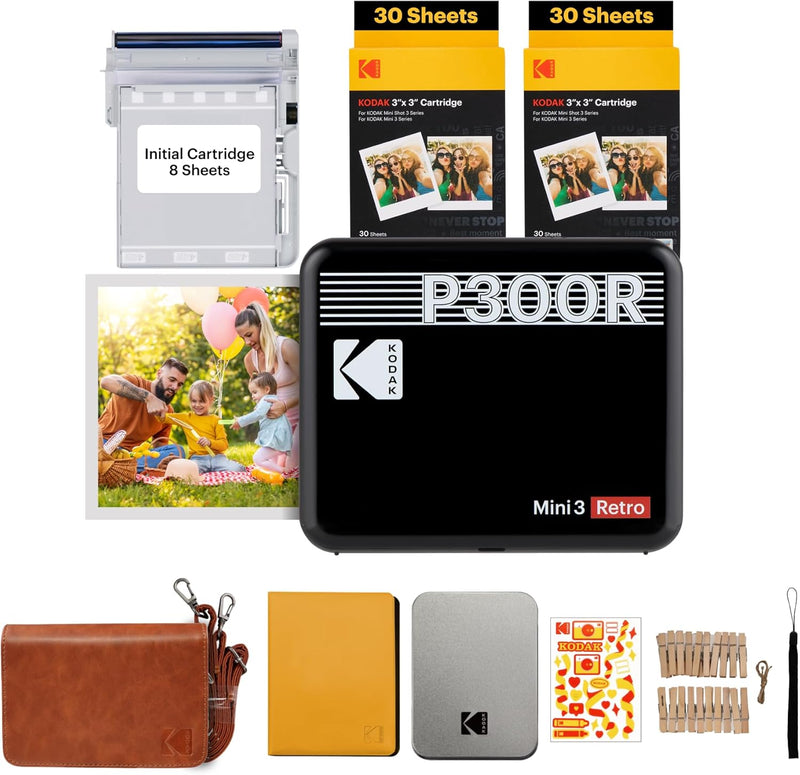 KODAK Mini 3, Tragbarer Fotodrucker für Smartphones, Apple iOS und Android, 76 x 76 mm, Bluetooth, k