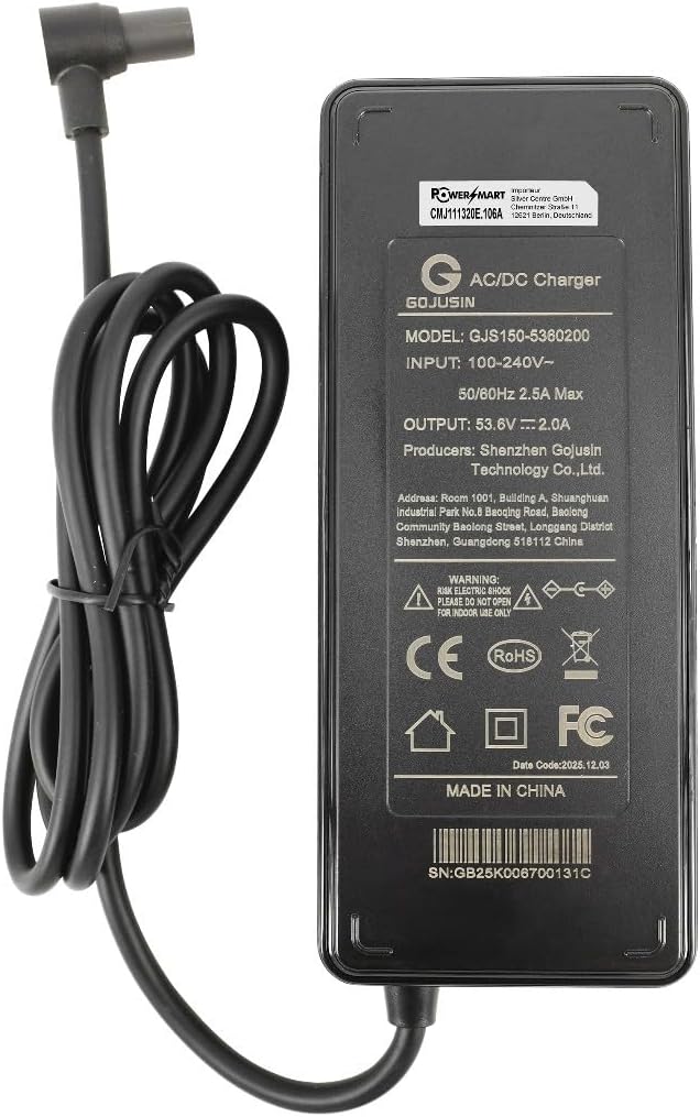 PowerSmart 2A Ladekabel für 48V Li-ion Akkus, Ladegerät für Navee