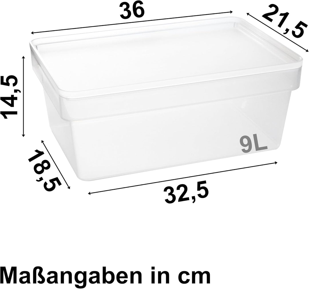 3x Ordnungsbox mit Deckel - stapelbar - milchig-transparent - Schuhbox - 14,5 cm hoch | 21,5x36x14,5