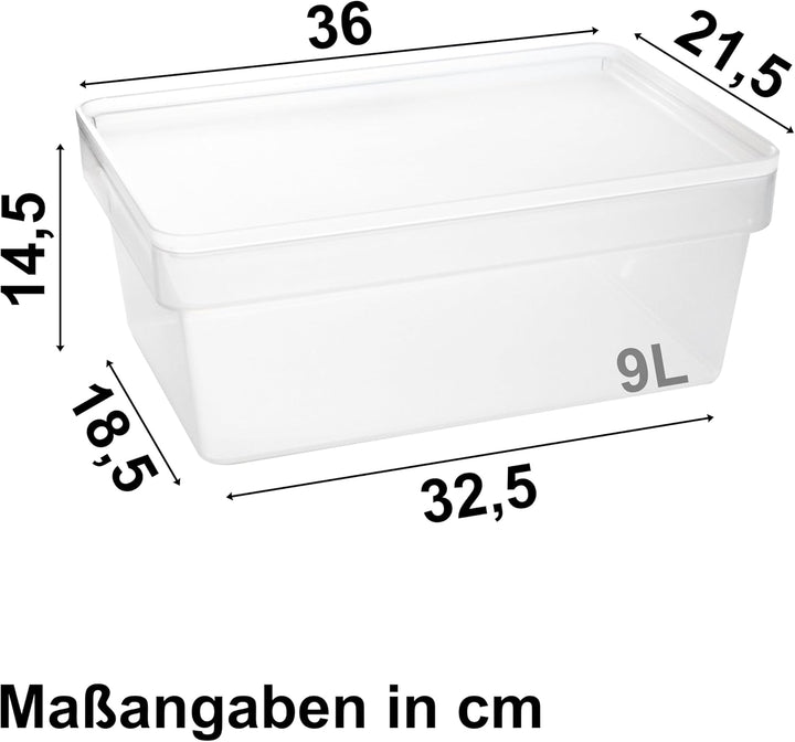 3x Ordnungsbox mit Deckel - stapelbar - milchig-transparent - Schuhbox - 14,5 cm hoch | 21,5x36x14,5