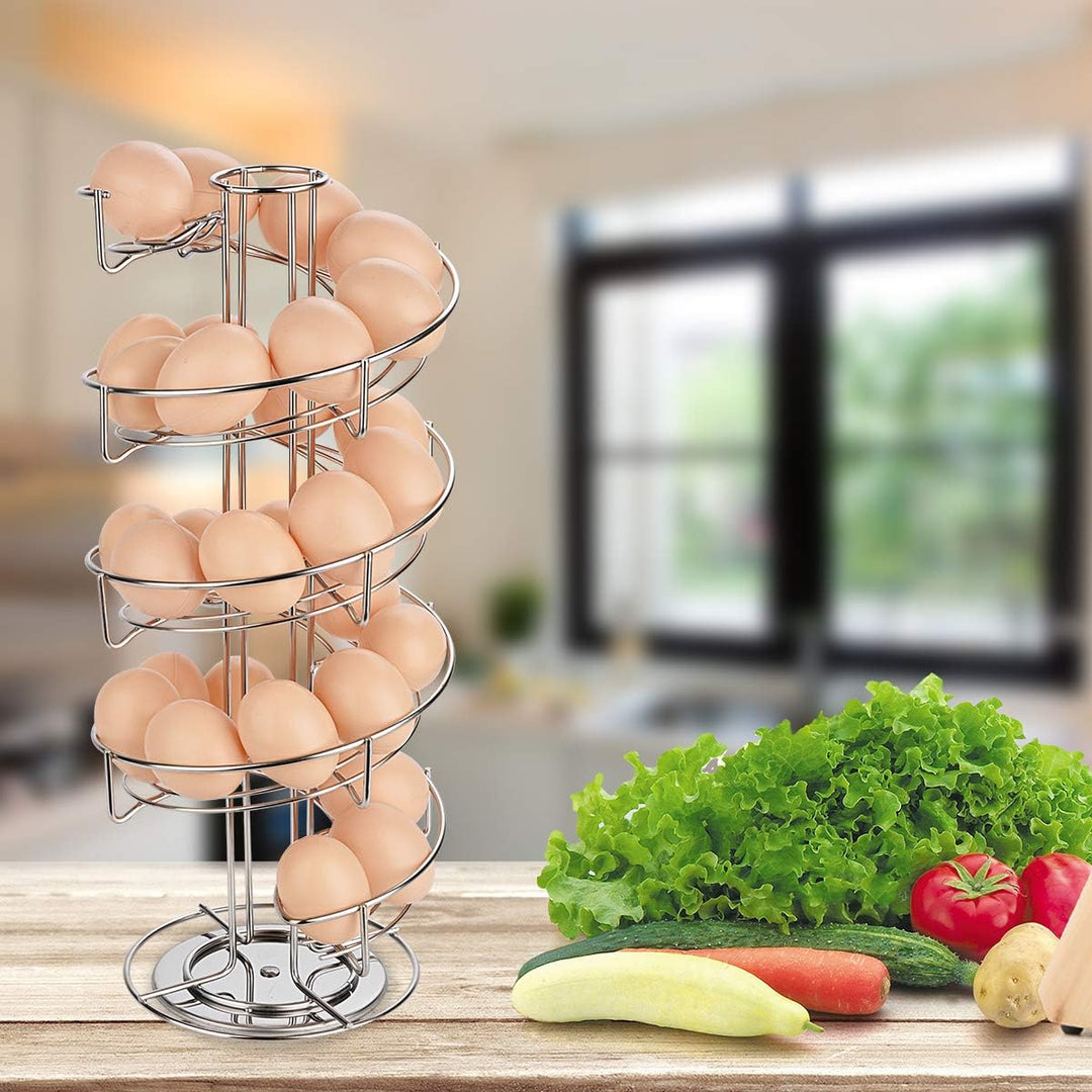 Toplife Eierspender, Eierspirale Edelstahl spiralförmiges Design, Eierständer Aufbewahrung für ca. 3