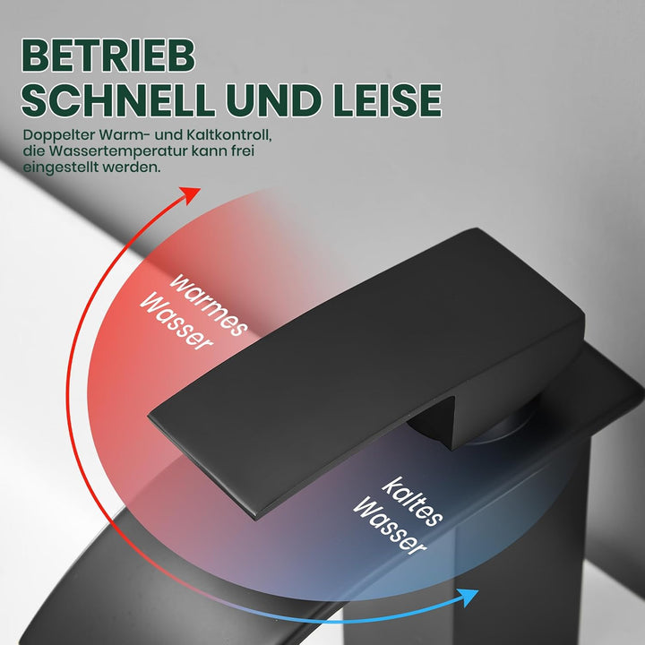Wasserhahn Bad, Wasserfall Waschtischarmatur Bad, Mischbatterie Waschbecken für Badzimmer, Einhandmi