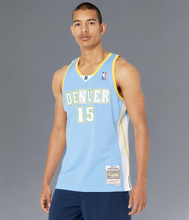 Mitchell & Ness NBA Denver Nuggets Carmelo Anthony Trikot Herren S Hellblau / Gelb, S Hellblau / Gel
