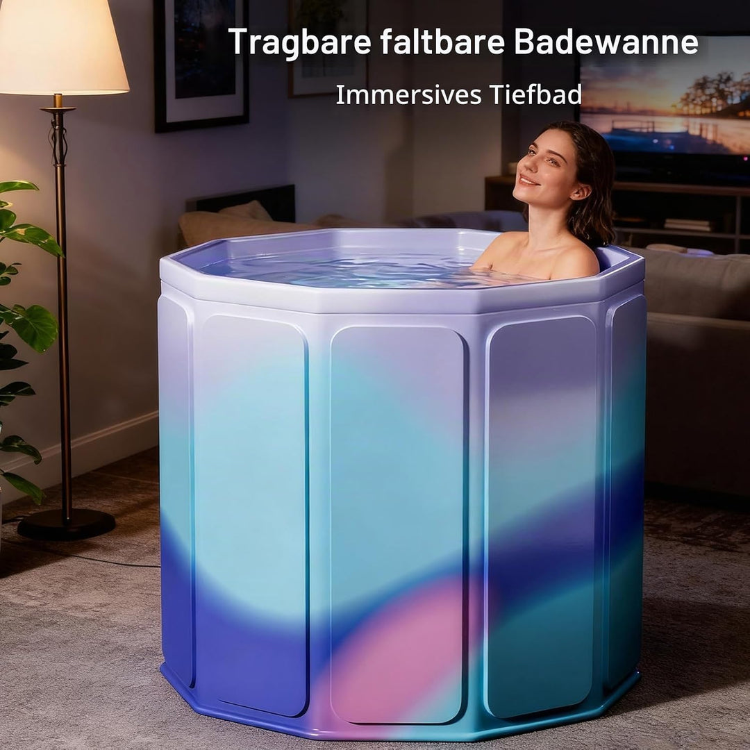 Faltbare Badewanne, 80x70cm(BxH) Tragbare Mobile Badewanne für Heiss- und Kaltbäder für kleine Badez