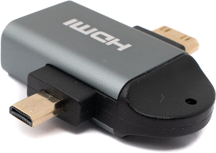 System-S HDMI Y Adapter 4K Standard Buchse zu Mini Stecker & Micro Stecker Kabel in Grau