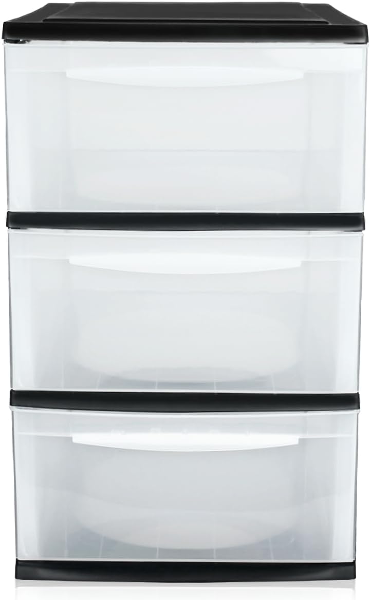 Schubladenbox A4 Schubladenschrank Kunststoff Schreibtisch Organizer mit 3 transparenten Schubladen