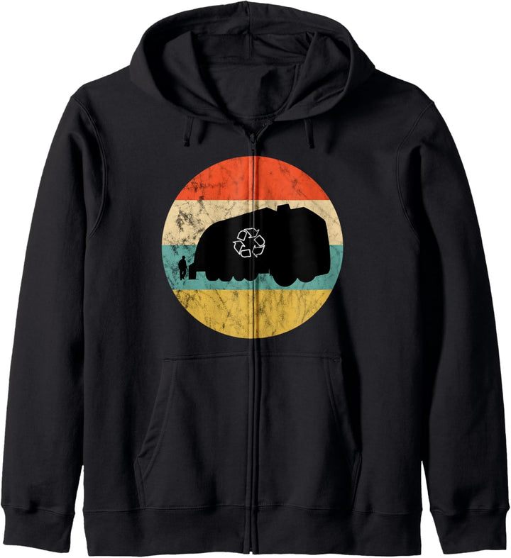 Müllwagen Earth Day Recycling-Logo Retro Vintage Sonnenuntergang Kapuzenjacke