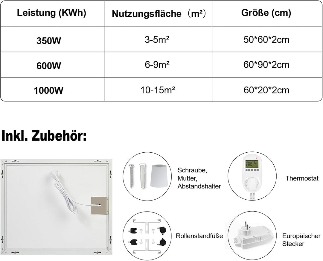 Infrarotheizung Standgerät 350W mit Smart Thermostat, Infrarot Wandheizung–Mobiler Energiesparender