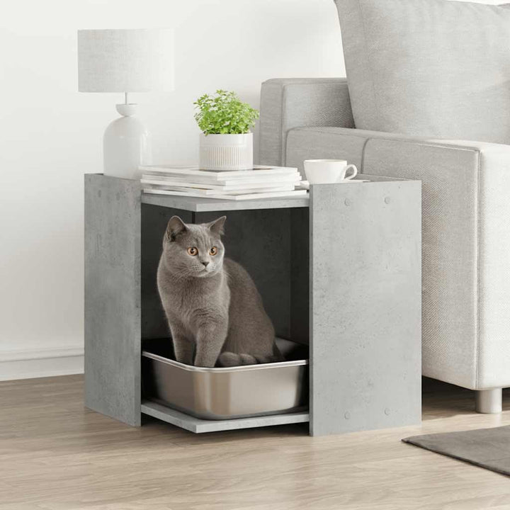 Katzenklo Betongrau 53x53x51 cm Holzwerkstoff mit verstecktem Design, Stabiler Holzwerkstoff, platzs
