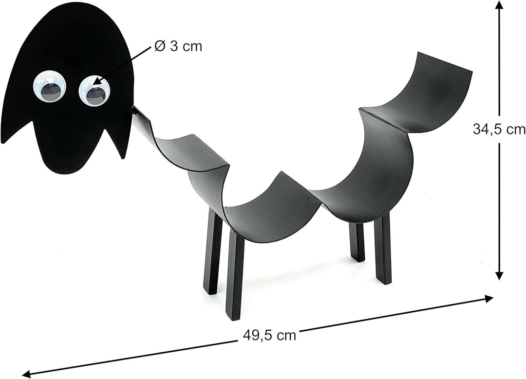 DanDiBo Handtuchhalter Schwarz Metall Schaf mit Wackelaugen WC Handtuchregal Gäste Bad Gästehandtuch