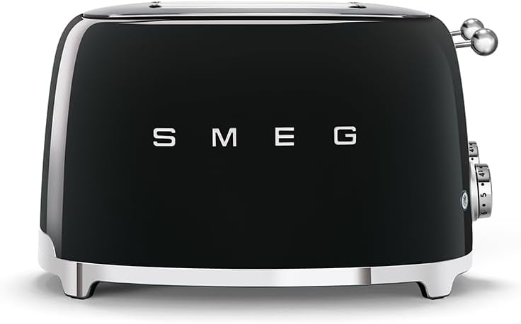 Smeg TSF03BLEU Toaster, 2000, metall, 1 Liter, Schwarz, Schwarz