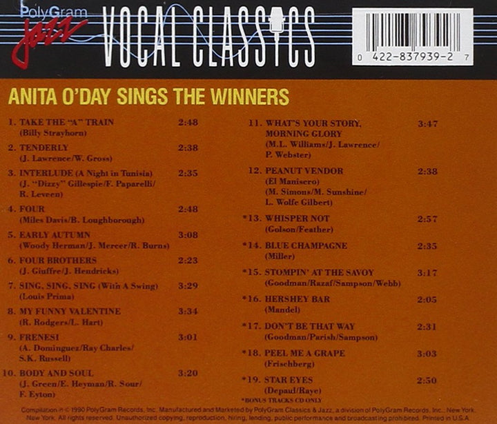 Sings the Winners, Audio-CD