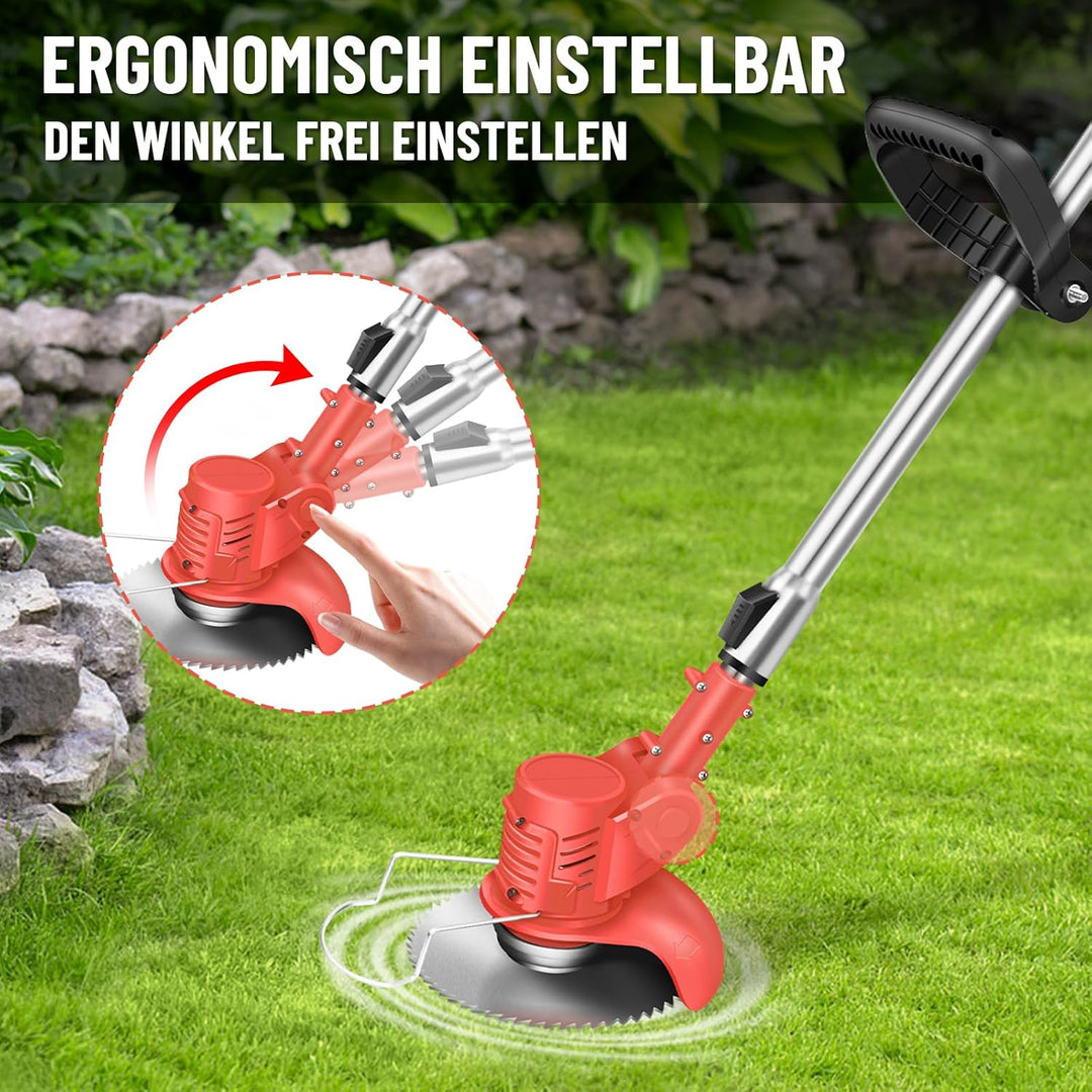 21V Akku Rasentrimmer, 3 in 1 Akku Rasen Trimmer mit 2x3000mAh Batterie, Elektrischer Rasentrimmer m