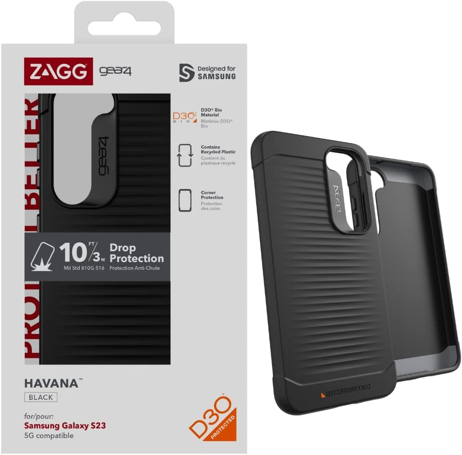 ZAGG Gear4 Havana D30 Protective Case for Samsung Galaxy S23, 6.1in, Slim, Shockproof, Impact Protec