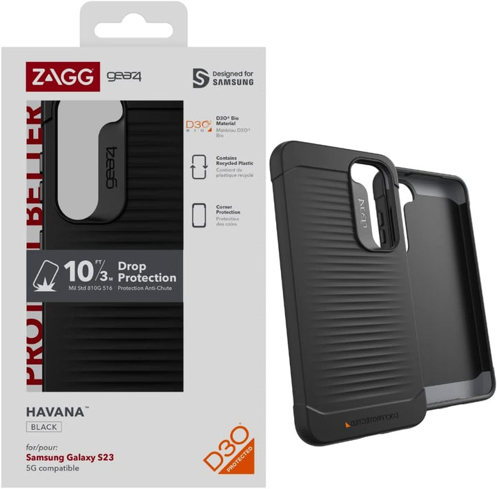 ZAGG Gear4 Havana D30 Protective Case for Samsung Galaxy S23, 6.1in, Slim, Shockproof, Impact Protec