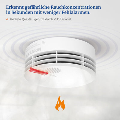 Hekatron 31-5000030-02-01 weiss Rauchmelder, Genius Plus X 3V, Single Pack inkl. Funkmodul 8er Pack