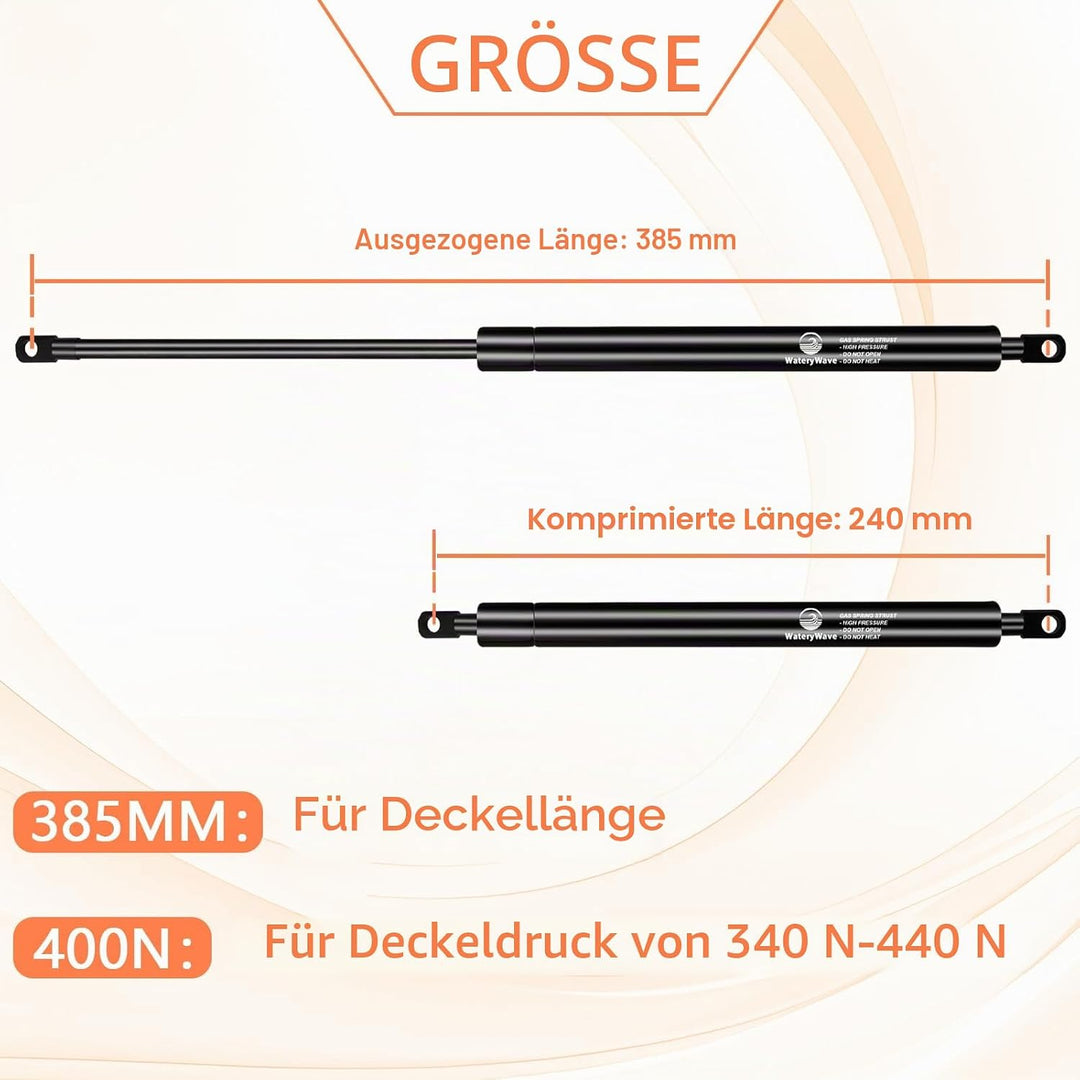 385MM 400N Gasdruckdämpfer mit 8mm Ösenköpfen Gasdruckfeder Hydraulische Kofferraum-gasfeder für Ott