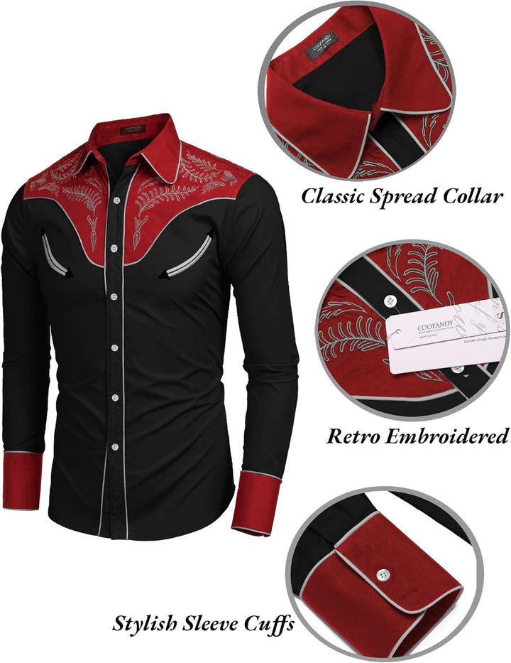 COOFANDY Herren Hemd mit Button-Down-Kragen Gross und kräftig S Baumwolle - Rot & Schwarz, S Baumwol