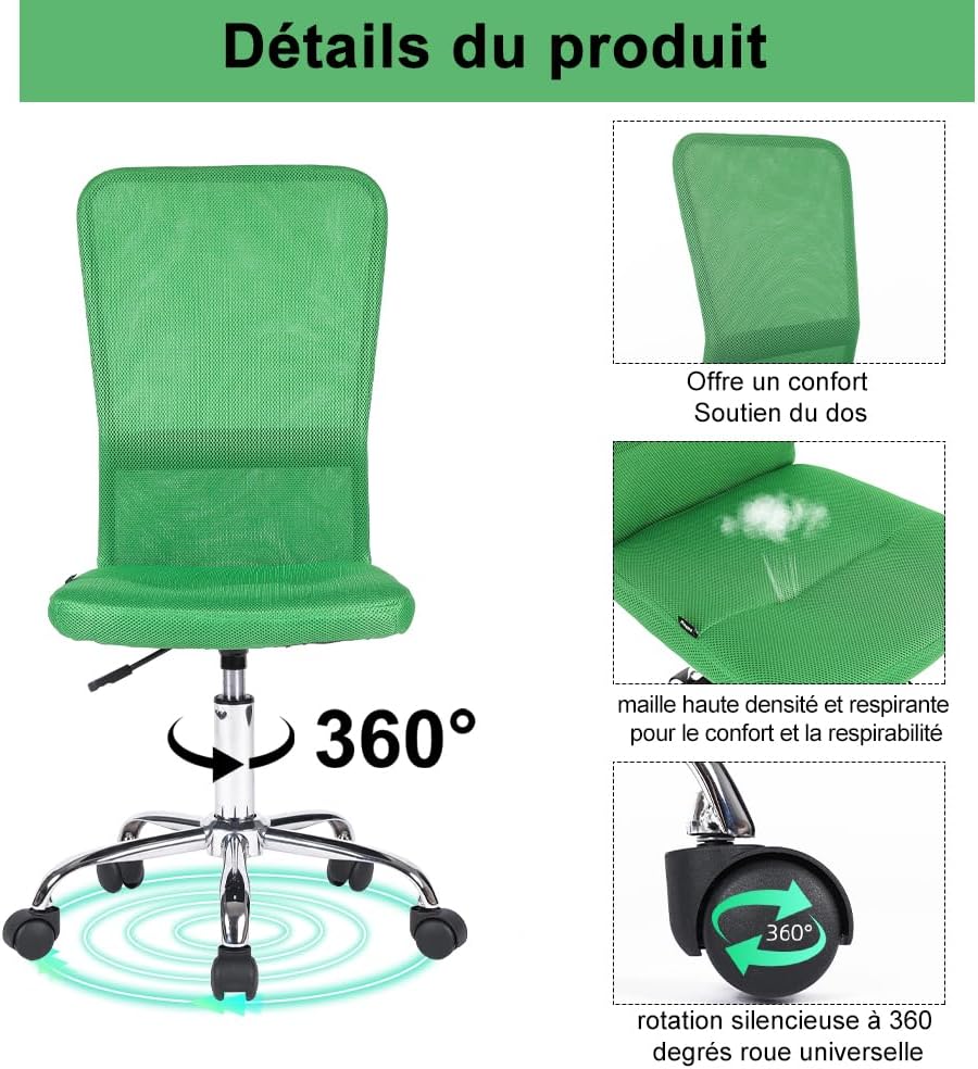 Mingone Bürostuhl Ergonomisch Schreibtischstuhl aus Mesh Höhenverstellbarer Drehstuhl 360° Drehbarer