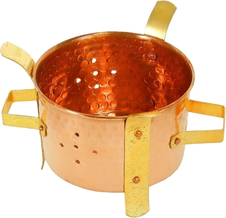 Original indischer Angithi/Sigdi-Wärmer aus Kupfer – Kupfer mit Messinggriff und Ständer, Speisenwär
