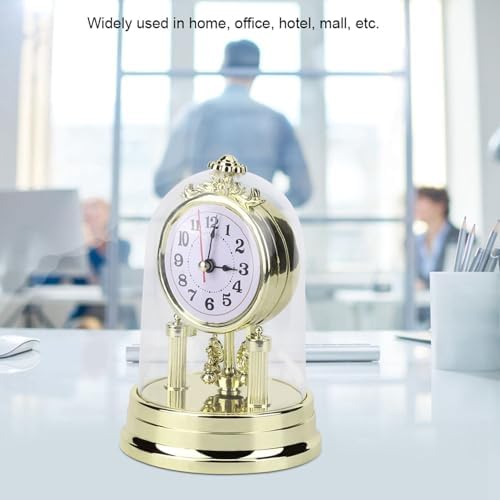 ANGGREK Retro Geräuschlose Tischuhr für Wohnzimmer im Europäischen Stil Goldene Wohndekoration Leich