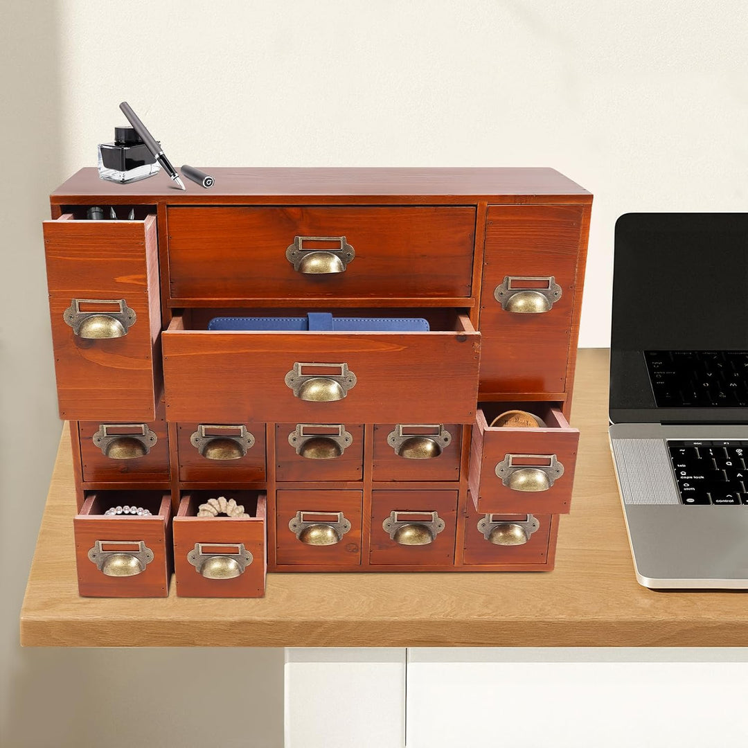Schubladenschrank, Schreibtisch Organizer mit 14 Schubladen, Schubladenbox aus Holz, Mini Kommode fü