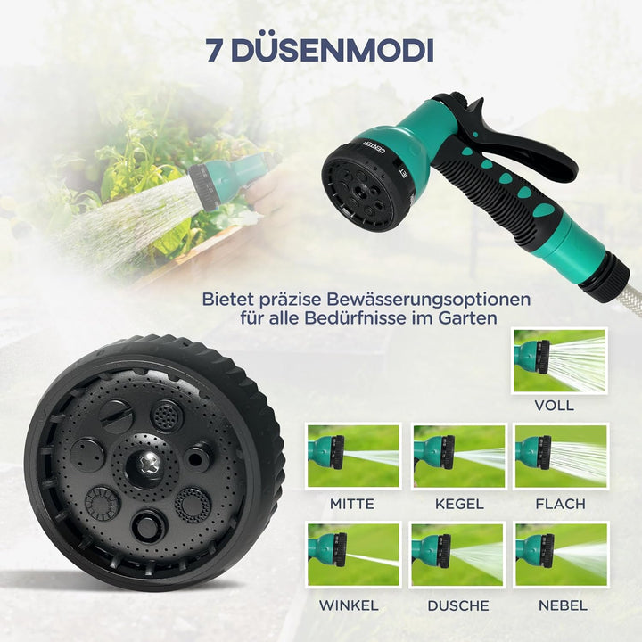 Outsunny Schlauchtrommel mit Gartenschlauch 20m, 180° schwenkbar Schlauchbox, Schlauchaufroller zur