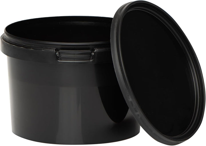 BenBow Eimer mit Deckel 0.5l Schwarz 100x 0.5 Liter - lebensmittelecht, stabil, luftdicht, auslaufsi