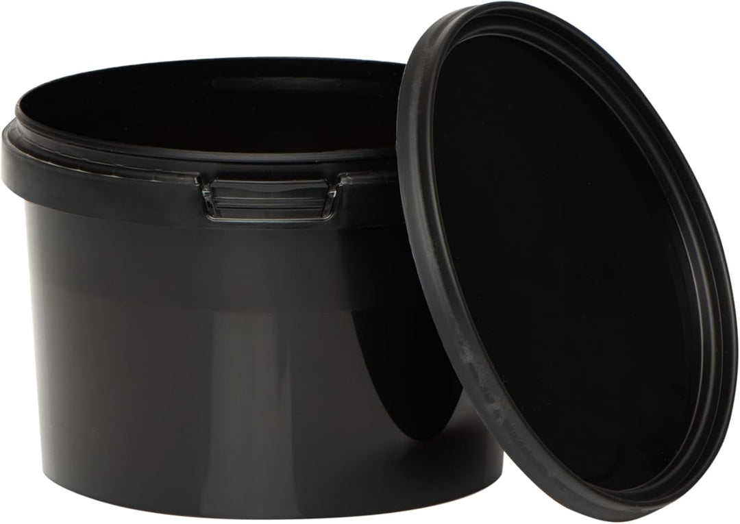 BenBow Eimer mit Deckel 0.5l Schwarz 50x 0.5 Liter - lebensmittelecht, stabil, luftdicht, auslaufsic