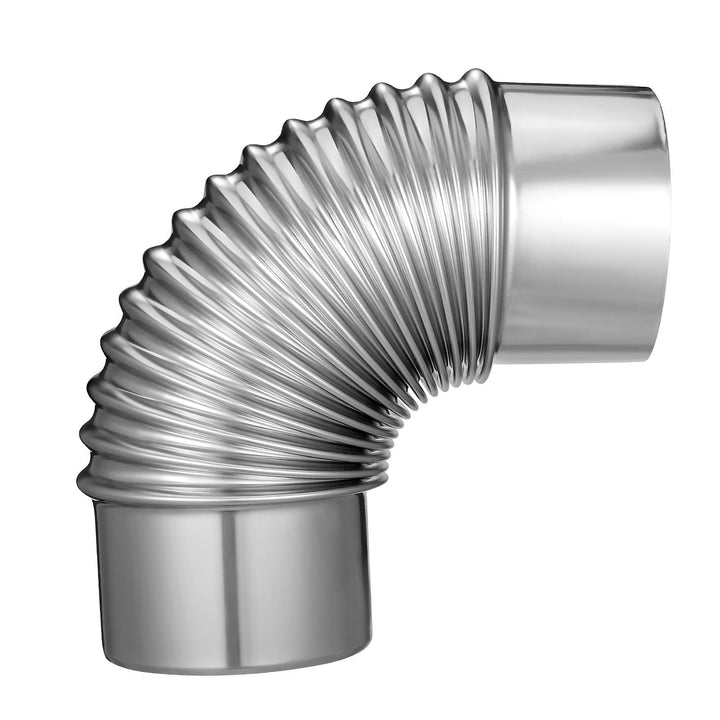 HEMOTON Metall Kaminrohrbogen 90 Grad aus Edelstahl, 90 mm Ofenrohr mit einzigartigem Design für Hol