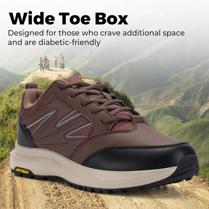 FitVille Extra weit Wanderschuhe Herren Wasserdicht Wanderhalbschuhe rutschfest Trekkingschuhe für a