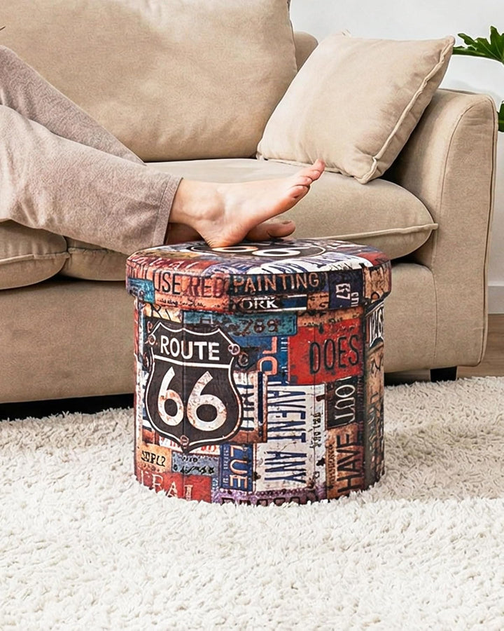 Bonlife Sitzhocker mit Stauraum Aufbewahrungsbox mit Deckel Fusshocker Runde Sofa Hocker Kiste Fuer