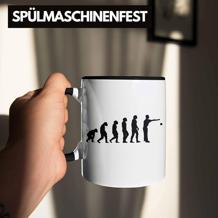 Trendation - Boule Tasse Geschenk Boule-Spieler Geschenkidee Spruch Evolution Boule (Schwarz), Schwa