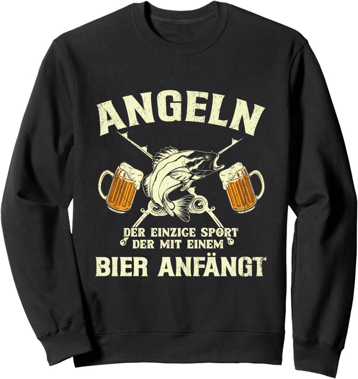 Angeln Und Bier Fischer Angelrute Lustiges Angler Spruch Sweatshirt