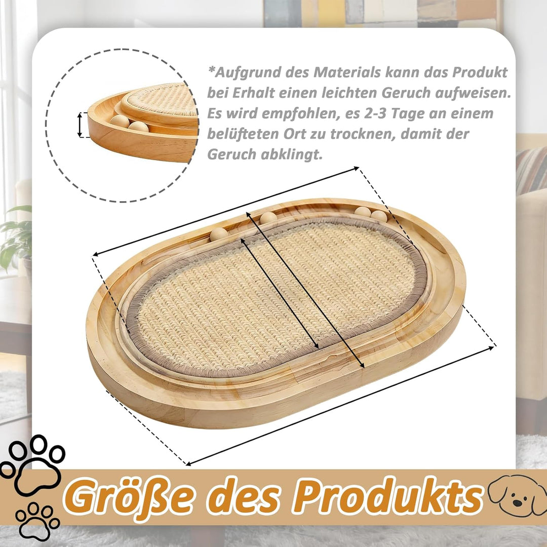 Katzen Kratzbrett, 2 in 1 Kratzbretter Katze und Katzenspielzeug Kugelbahn Holz, 43x33x2,5cm Kratzma