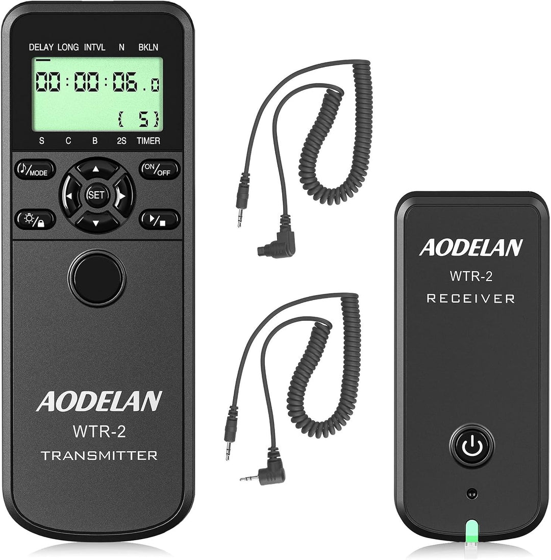 AODELAN WTR2 Kabelloser Fernauslöser Timer Kabelfernauslöser für Canon EOS R, ROS RP, 200D, 250D, 90