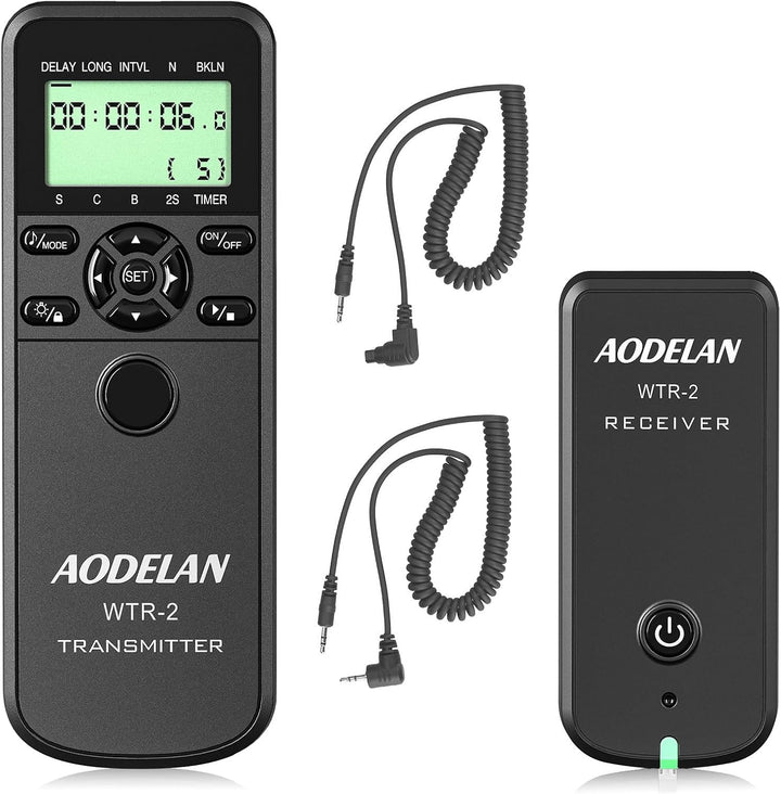 AODELAN WTR2 Kabelloser Fernauslöser Timer Kabelfernauslöser für Canon EOS R, ROS RP, 200D, 250D, 90
