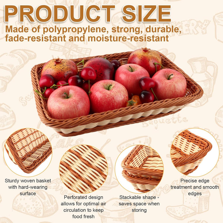 4er Set Brötchenkorb Geflochten Brotkorb Stapelbarer Brotkörbchen Modern Brotkörbe Hochwertiger Obst