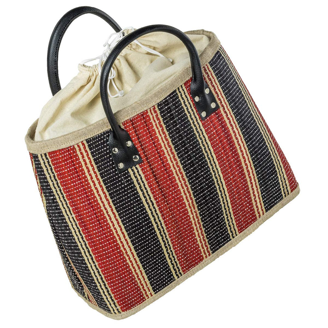 LaFiore24 Einkaufstasche Shopper Henkeltasche Korb Handtasche Allzwecktasche Blau-Rot, Blau-rot