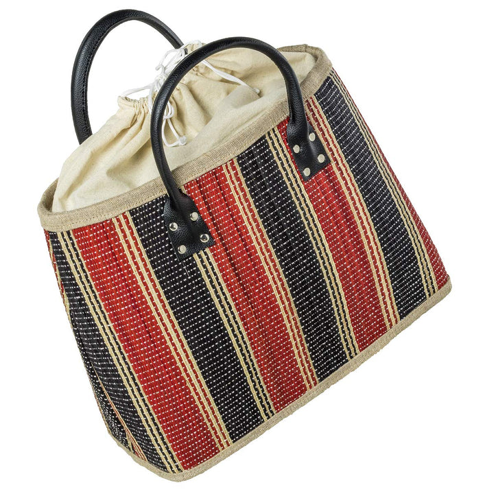 LaFiore24 Einkaufstasche Shopper Henkeltasche Korb Handtasche Allzwecktasche Blau-Rot, Blau-rot