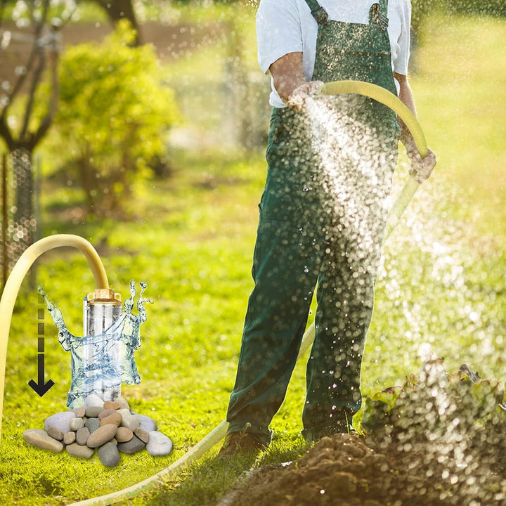 Aufun Tiefbrunnenpumpe 370W, Brunnenpumpe mit 4000L/h Fördermenge, 34 m Förderhöhe, Rohrpumpe sandre